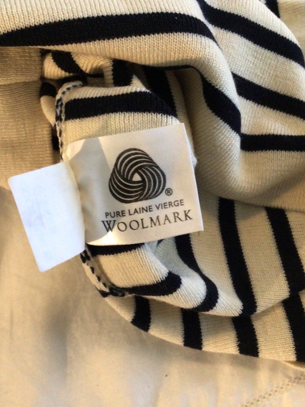 Saint James - Pure wool striped navy blue and cream quarter-zip sweater size 38 - Picture 12 of 16